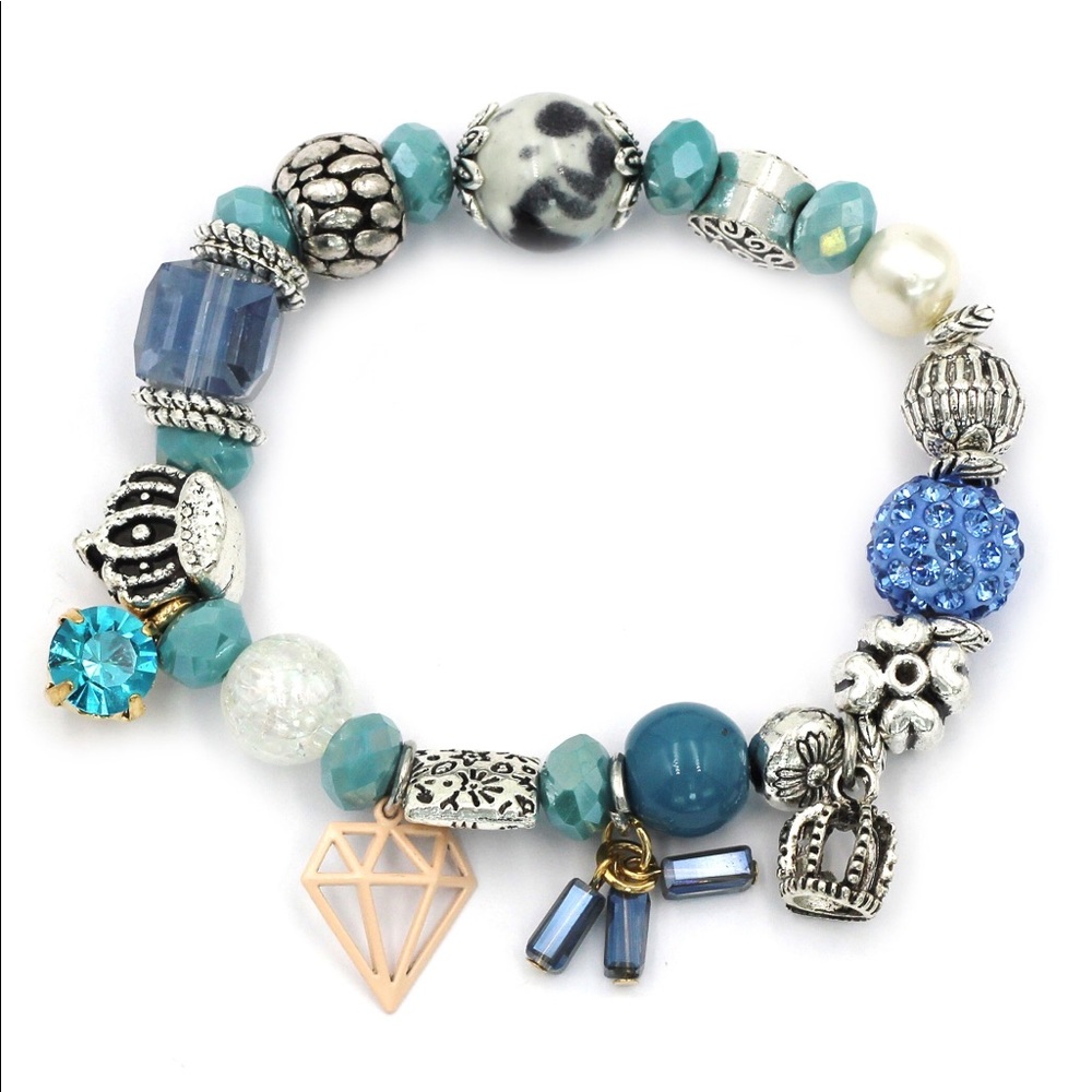 Colorful bead diamond shelf bracelet